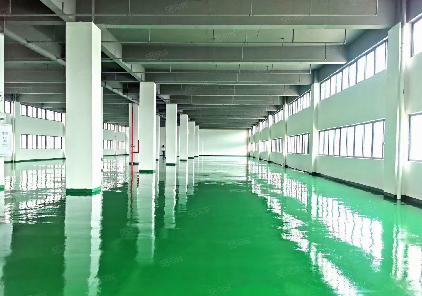 塘厦林村楼上整层2100平全新地坪漆装修厂房出租，大园区内配