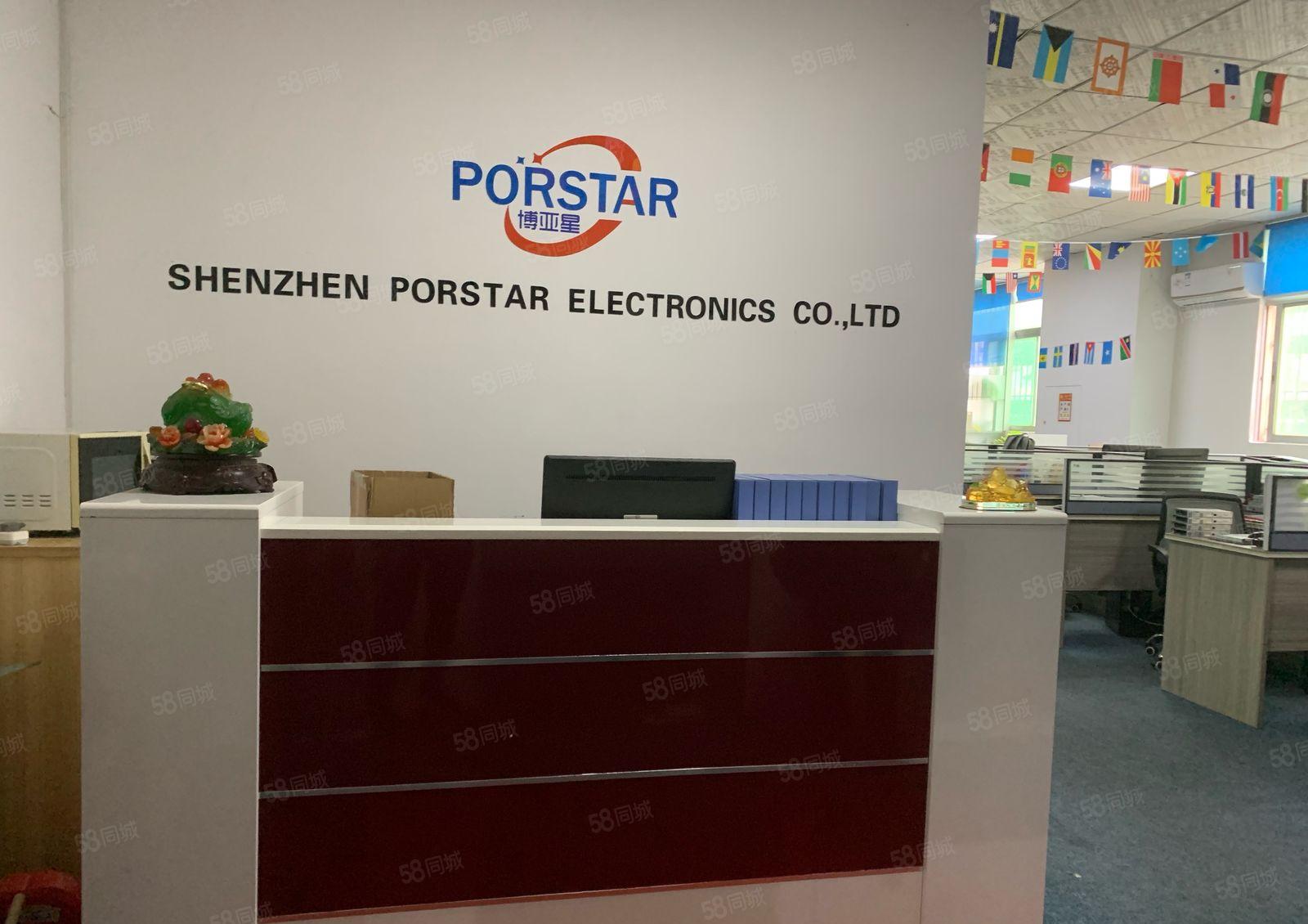 观澜大水坑楼上1000平带办公室装修，全新地坪漆园区形象好！